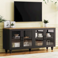 Meuble TV/Buffet polyvalent avec étagères réglables et portes en verre trempé