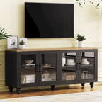 Meuble TV/Buffet polyvalent avec étagères réglables et portes en verre trempé