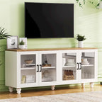 Meuble TV/Buffet polyvalent avec étagères réglables et portes en verre trempé