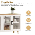 Meuble TV/Buffet polyvalent avec étagères réglables et portes en verre trempé