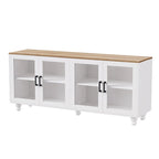 Meuble TV/Buffet polyvalent avec étagères réglables et portes en verre trempé