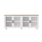 Meuble TV/Buffet polyvalent avec étagères réglables et portes en verre trempé