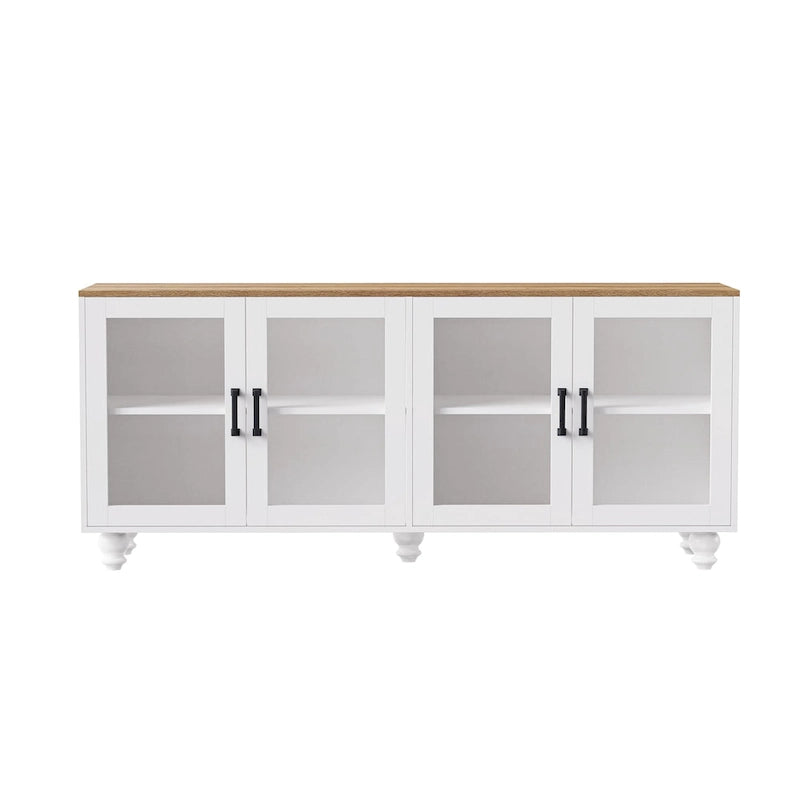 Meuble TV/Buffet polyvalent avec étagères réglables et portes en verre trempé