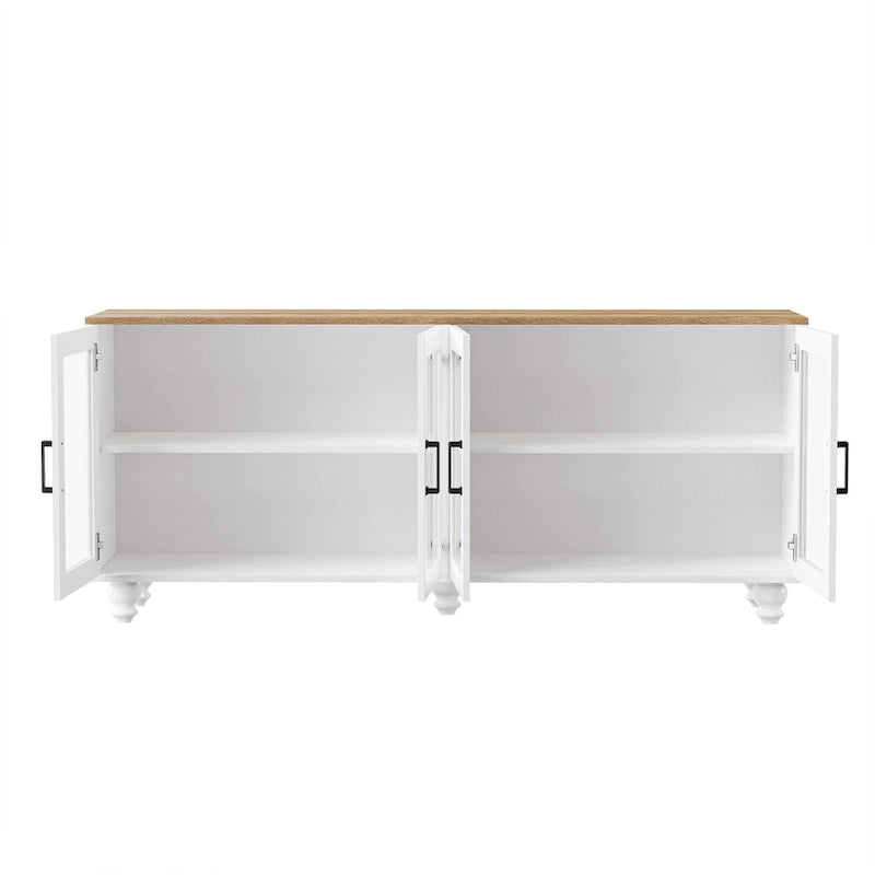 Meuble TV/Buffet polyvalent avec étagères réglables et portes en verre trempé
