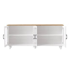 Meuble TV/Buffet polyvalent avec étagères réglables et portes en verre trempé