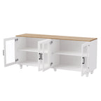 Meuble TV/Buffet polyvalent avec étagères réglables et portes en verre trempé