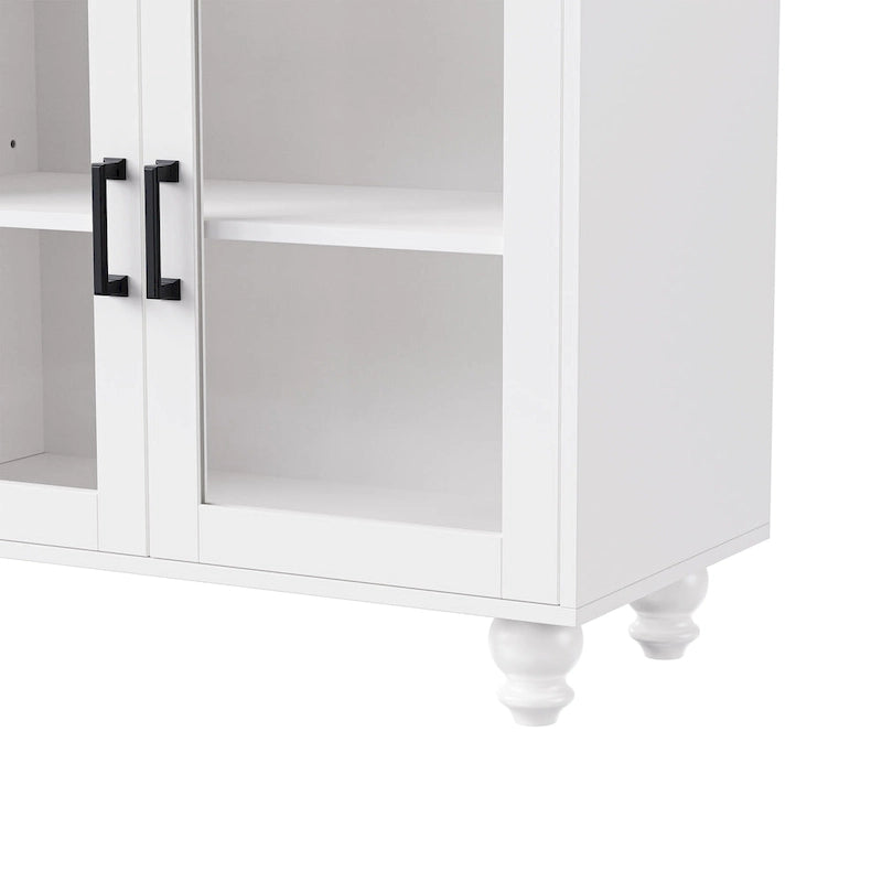 Meuble TV/Buffet polyvalent avec étagères réglables et portes en verre trempé