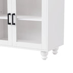Meuble TV/Buffet polyvalent avec étagères réglables et portes en verre trempé