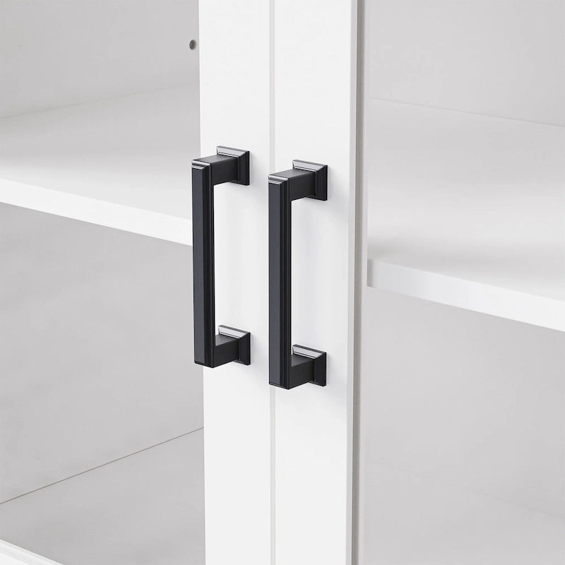 Meuble TV/Buffet polyvalent avec étagères réglables et portes en verre trempé