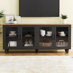 Meuble TV/Buffet polyvalent avec étagères réglables et portes en verre trempé