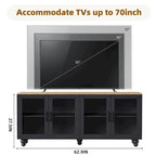Meuble TV/Buffet polyvalent avec étagères réglables et portes en verre trempé