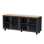Meuble TV/Buffet polyvalent avec étagères réglables et portes en verre trempé
