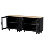Meuble TV/Buffet polyvalent avec étagères réglables et portes en verre trempé