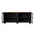 Meuble TV/Buffet polyvalent avec étagères réglables et portes en verre trempé