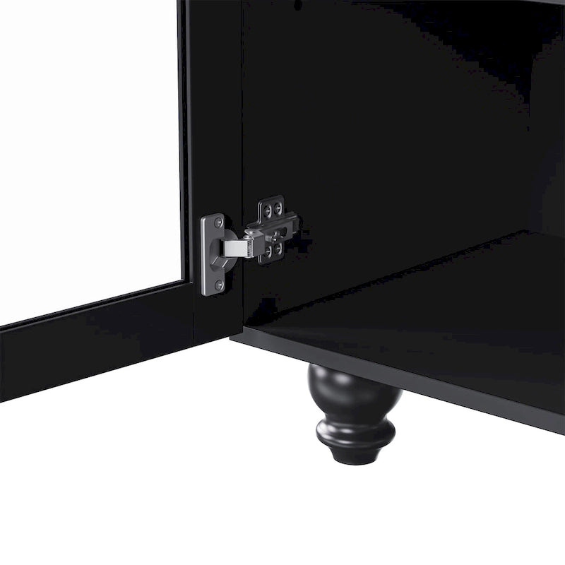 Meuble TV/Buffet polyvalent avec étagères réglables et portes en verre trempé