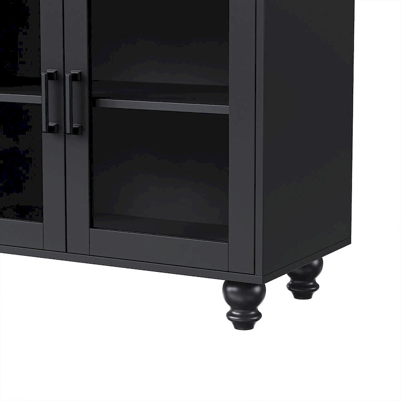 Meuble TV/Buffet polyvalent avec étagères réglables et portes en verre trempé