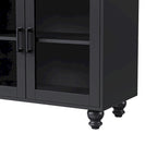 Meuble TV/Buffet polyvalent avec étagères réglables et portes en verre trempé
