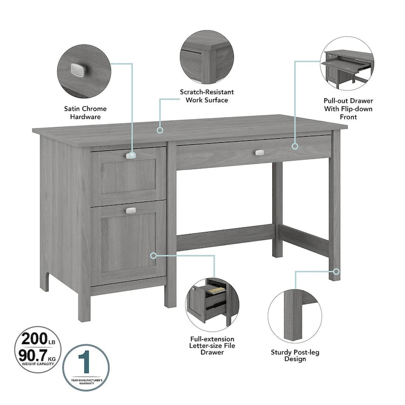 Bureau informatique de 137 cm avec tiroirs