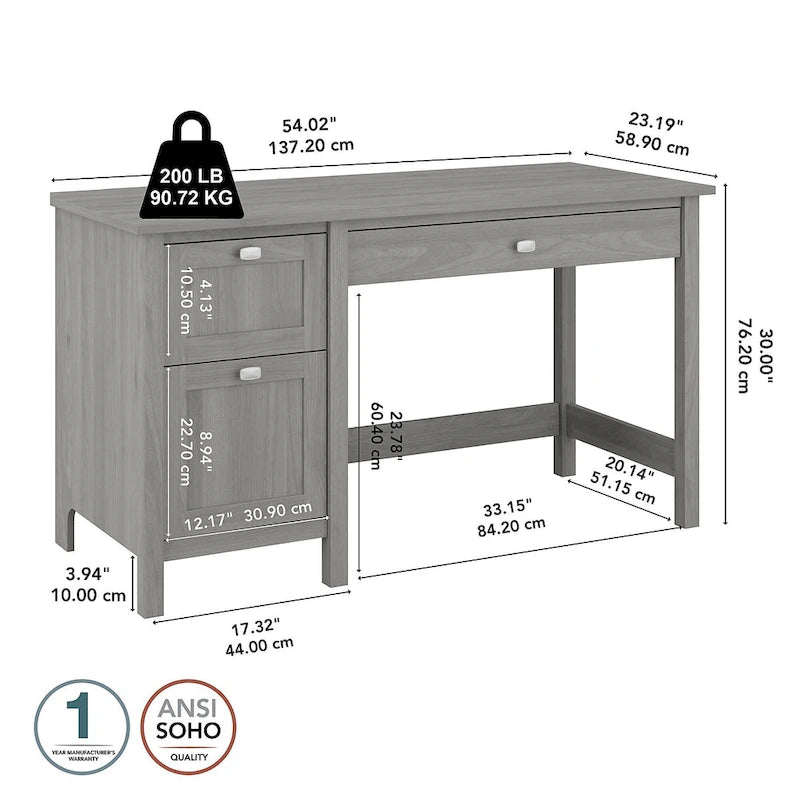Bureau informatique de 137 cm avec tiroirs