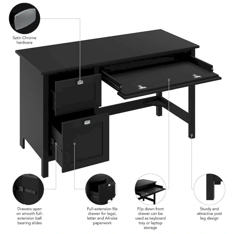 Bureau informatique de 137 cm avec tiroirs