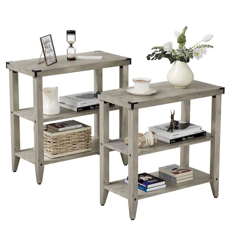 Table d'appoint rustique à 3 niveaux en style ferme