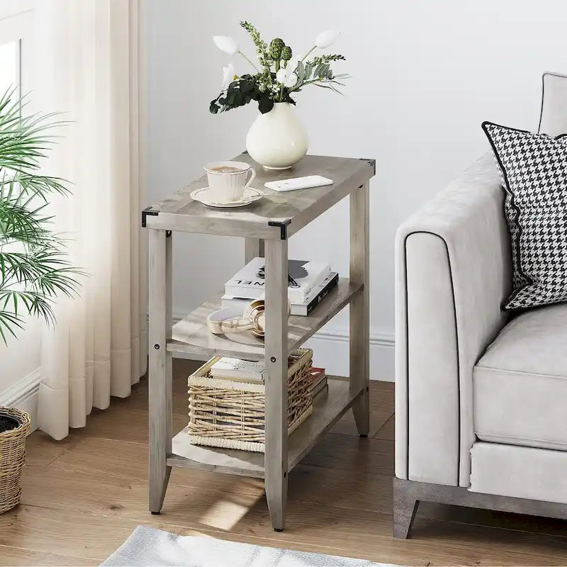 Table d'appoint rustique à 3 niveaux en style ferme
