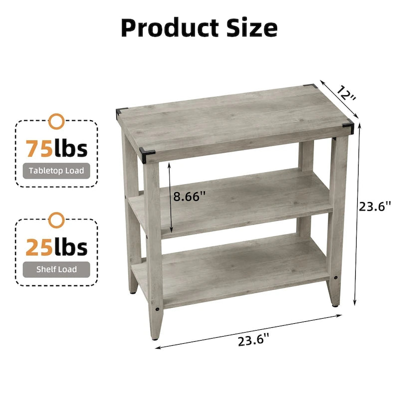Table d'appoint rustique à 3 niveaux en style ferme
