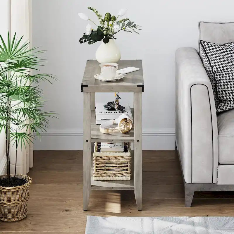 Table d'appoint rustique à 3 niveaux en style ferme