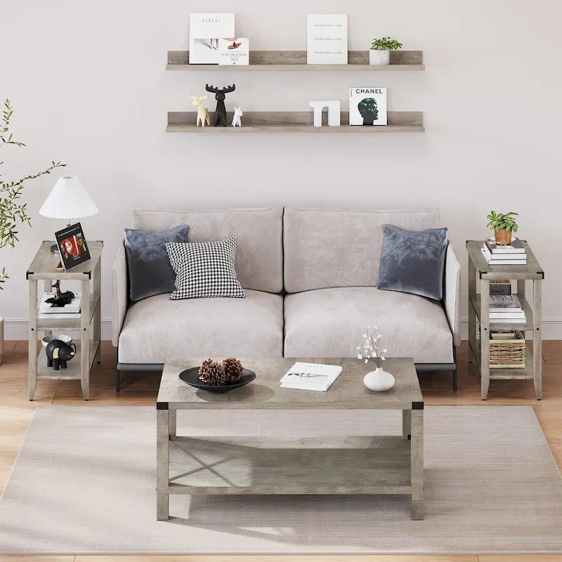 Table d'appoint rustique à 3 niveaux en style ferme
