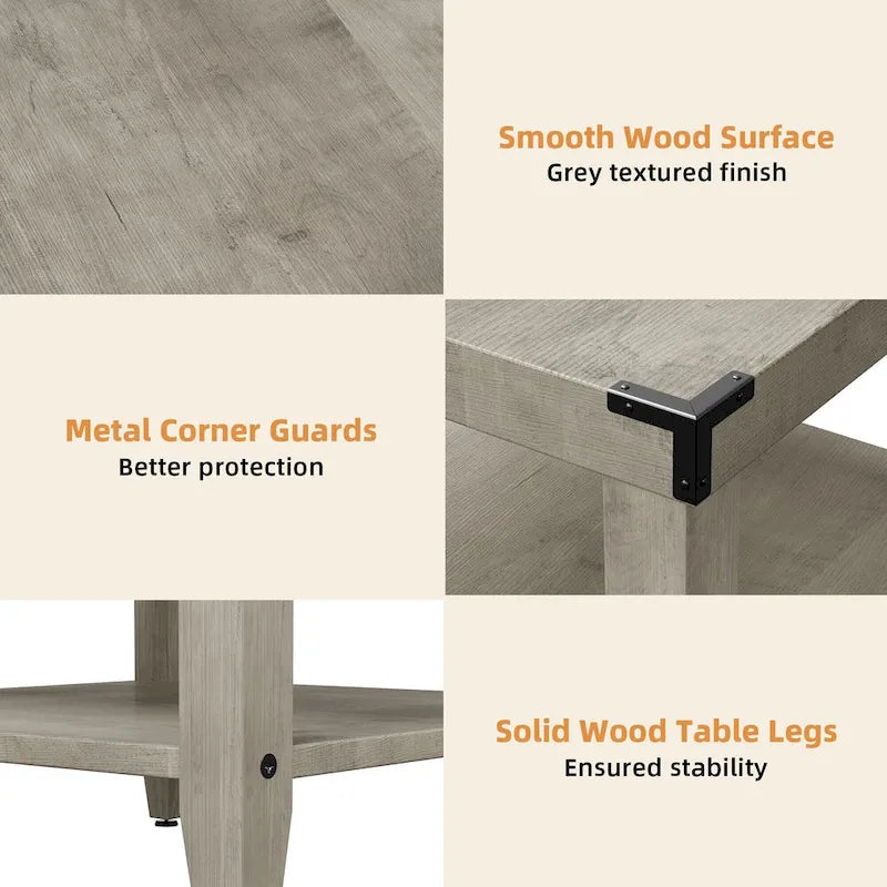 Table d'appoint rustique à 3 niveaux en style ferme