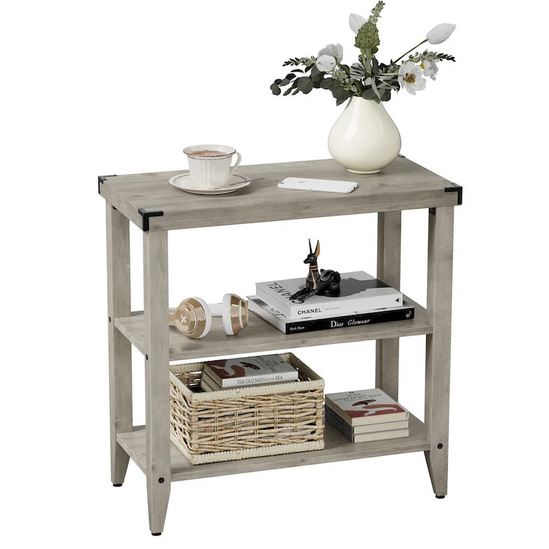 Table d'appoint rustique à 3 niveaux en style ferme