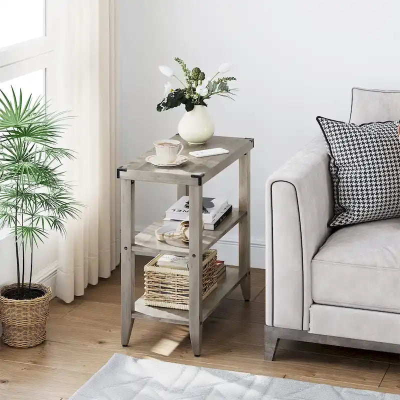 Table d'appoint rustique à 3 niveaux en style ferme