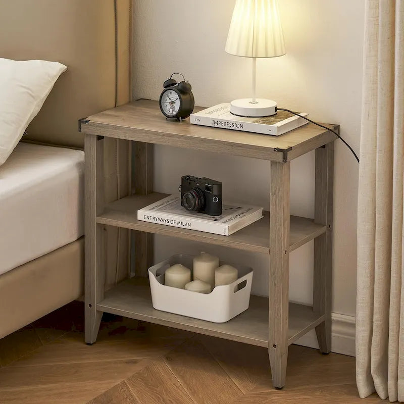 Table d'appoint rustique à 3 niveaux en style ferme