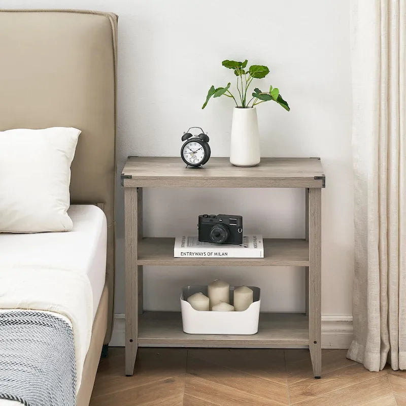Table d'appoint rustique à 3 niveaux en style ferme