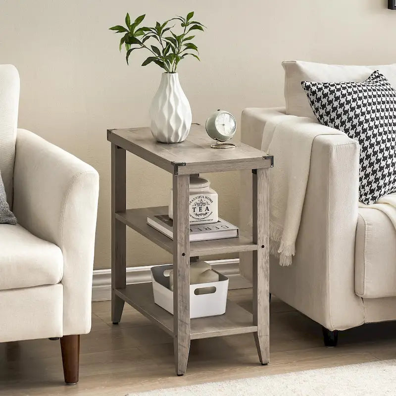 Table d'appoint rustique à 3 niveaux en style ferme