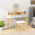 Coiffeuse en bois massif avec miroir LED intégré