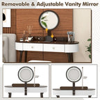 Coiffeuse en bois massif avec miroir LED intégré