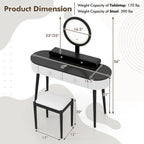 Coiffeuse en bois massif avec miroir LED intégré