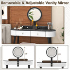 Coiffeuse en bois massif avec miroir LED intégré