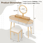 Coiffeuse en bois massif avec miroir LED intégré