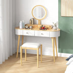 Coiffeuse en bois massif avec miroir LED intégré