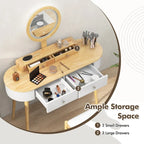 Coiffeuse en bois massif avec miroir LED intégré