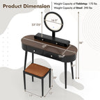 Coiffeuse en bois massif avec miroir LED intégré
