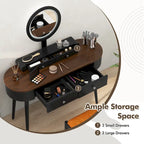 Coiffeuse en bois massif avec miroir LED intégré