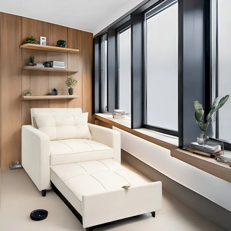 Fauteuil inclinable convertible 3-en-1 avec méridienne pliante