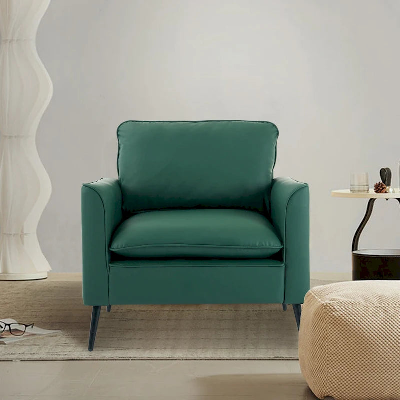 Fauteuil d'appoint moderne vert rembourré avec oreillers lombaires