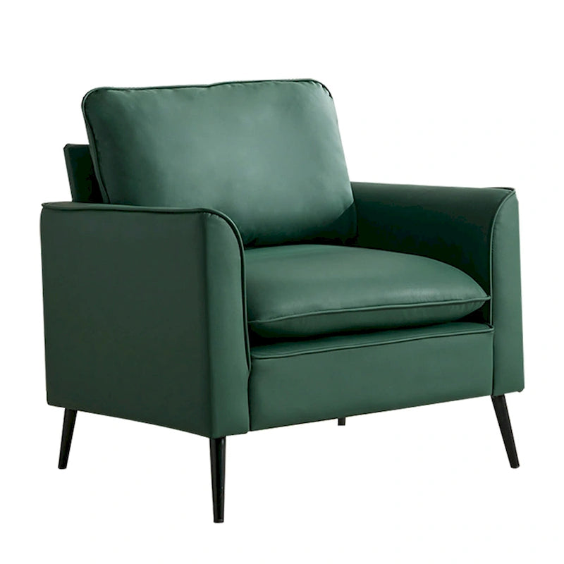 Fauteuil d'appoint moderne vert rembourré avec oreillers lombaires