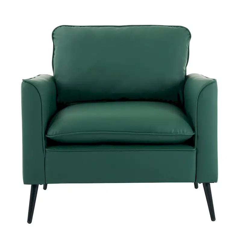 Fauteuil d'appoint moderne vert rembourré avec oreillers lombaires