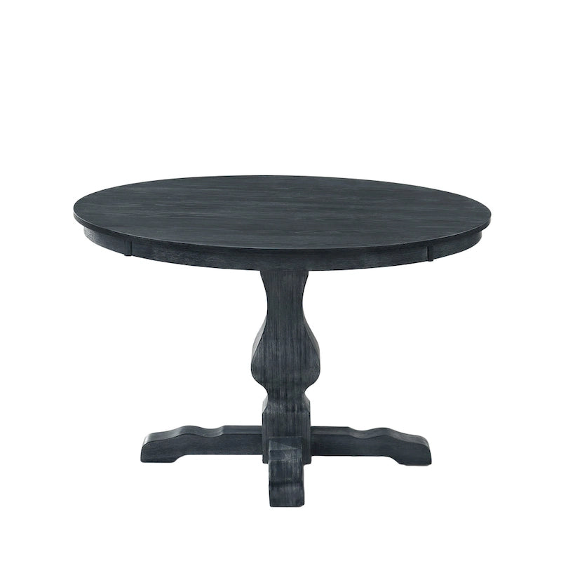 Table et chaises de salle à manger circulaires 5 pièces rembourrées en bois et rotin