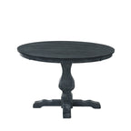 Table et chaises de salle à manger circulaires 5 pièces rembourrées en bois et rotin
